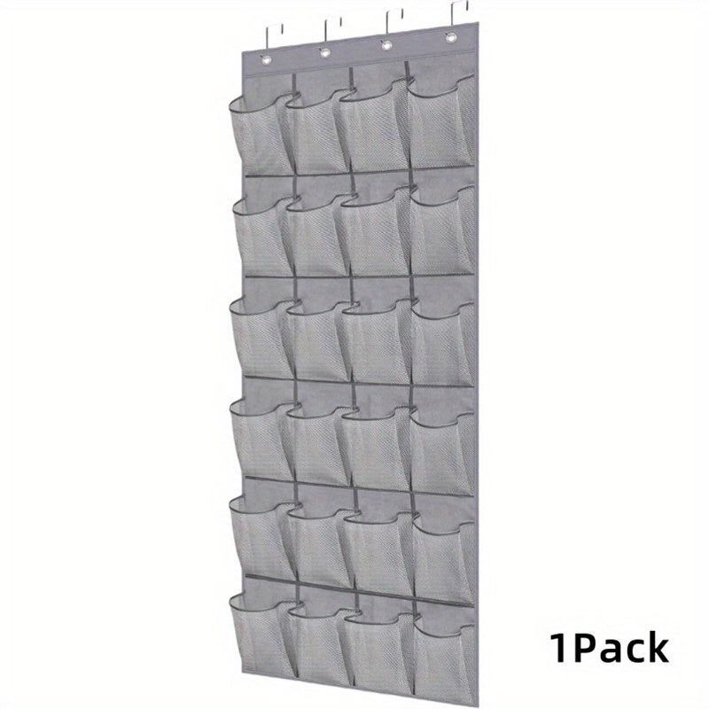 Over Door Shoe Organizer 24 Large Mesh Pockets ¨C Foldable Breathable Hanging Storage Rack, Durable Fabric Closet Hanger for Shoes & Accessories, Space-Saving Door Organization