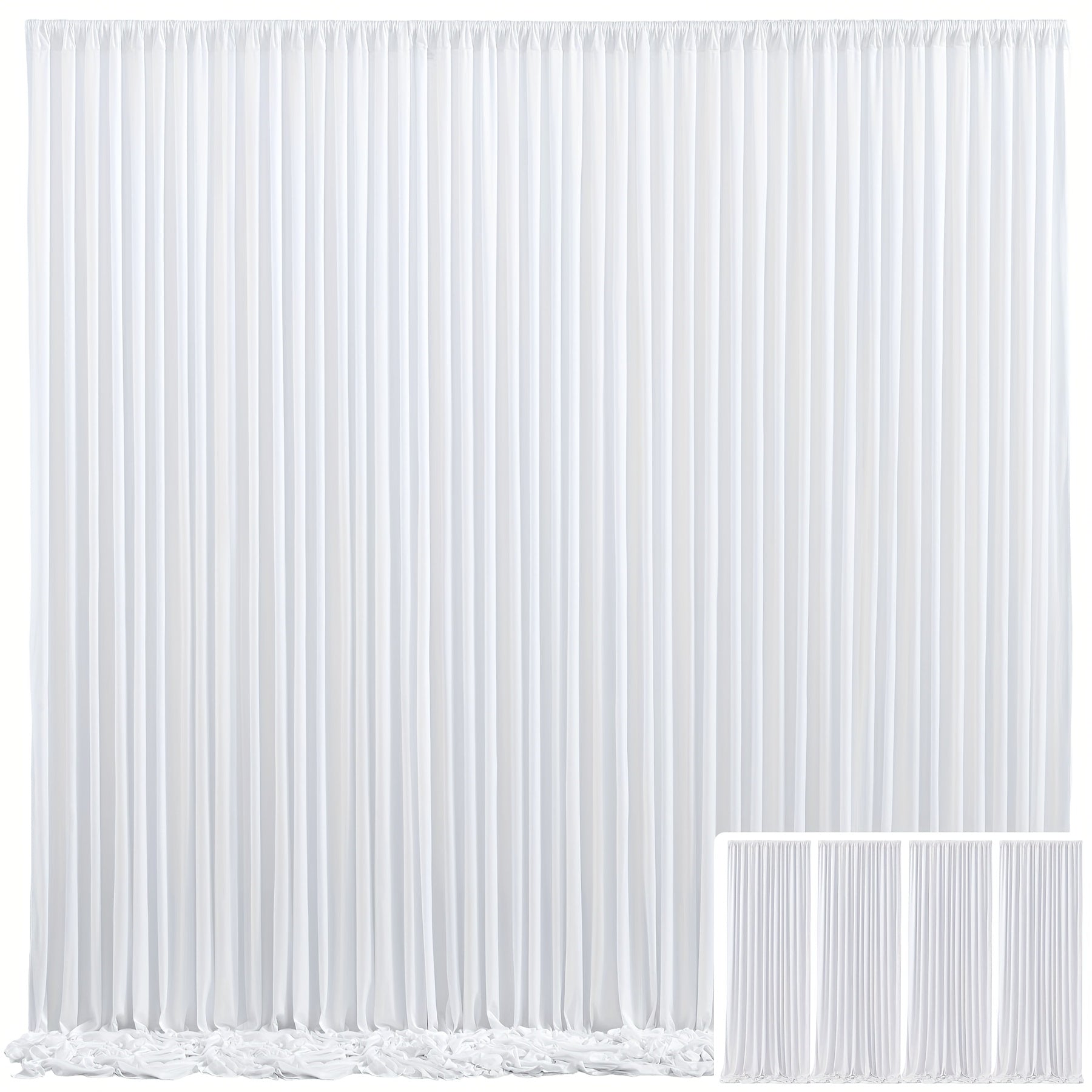 Blackout Backdrop Curtain 4 Pack 5x10 Ft - Heavyweight Nonwoven, Wrinkle-Resistant, Smooth Hanging for Wedding Birthday Baby Shower Party Photography Background Decoration