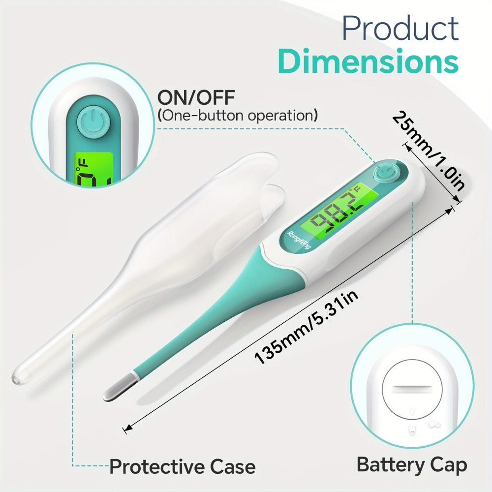 Digital Oral Thermometer for Adults & Kids ¨C 8-Second Fast Read, Bendable Tip, 3-Color Fever Backlight, 32 Memory Records, Rectal Use for Infants, Celsius/Fahrenheit Conversion