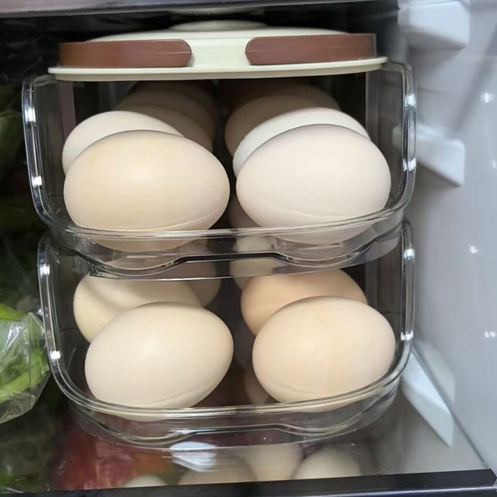 Egg Organizer for Refrigerator, Multi-Layer Auto-Rolling Egg Rack with Large Capacity ¨C Space-Saving Egg Storage Dispenser for Fridge, Cabinet & Countertop, Ideal for Busy Families