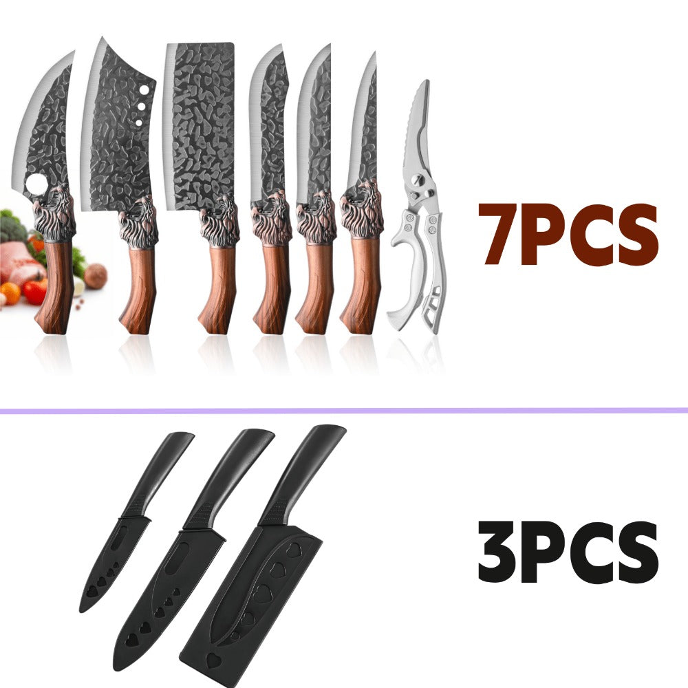 Kitchen Knife Set 7-Piece Stainless Steel Professional Chef Knives with Boning Slicing Carving Peeler Butcher Knife & Scissors, Ultra-Sharp for Meat Fish Fruits Home & Pro Use