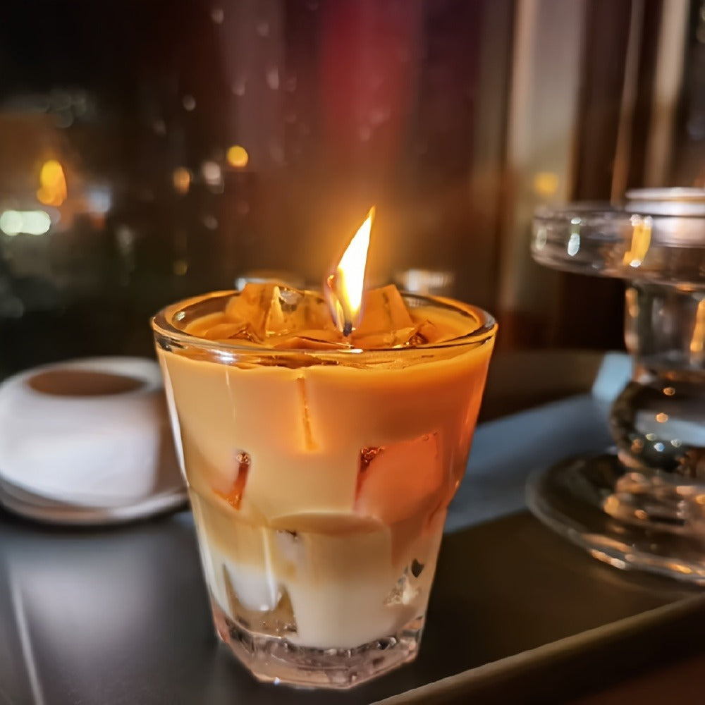 Coffee Candle Handcrafted ¨C 200g Iced Coffee Scented Soy Candle in Single Cup Design, Rich Coffee Aroma for Indoor Fragrance, Instagram-Style Niche Birthday Gift Box for Coffee Lovers