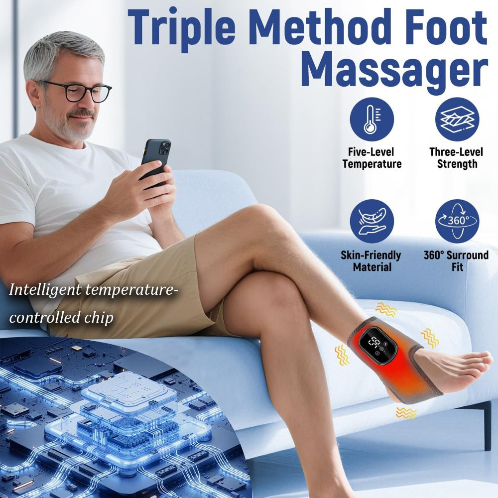 Foot Massager Machine 3-in-1 Kneading Compression & Heat ¨C Wireless Portable Heated Shiatsu Foot Massager for Home Office Travel Pain Relief
