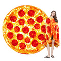 Food Print Flannel Throw Blanket - Funny Pizza Donut Pancakes Digital Print 250GSM Soft Cozy Lightweight All-Season Foodie Throw for Couch Sofa Bed Office Camping Travel