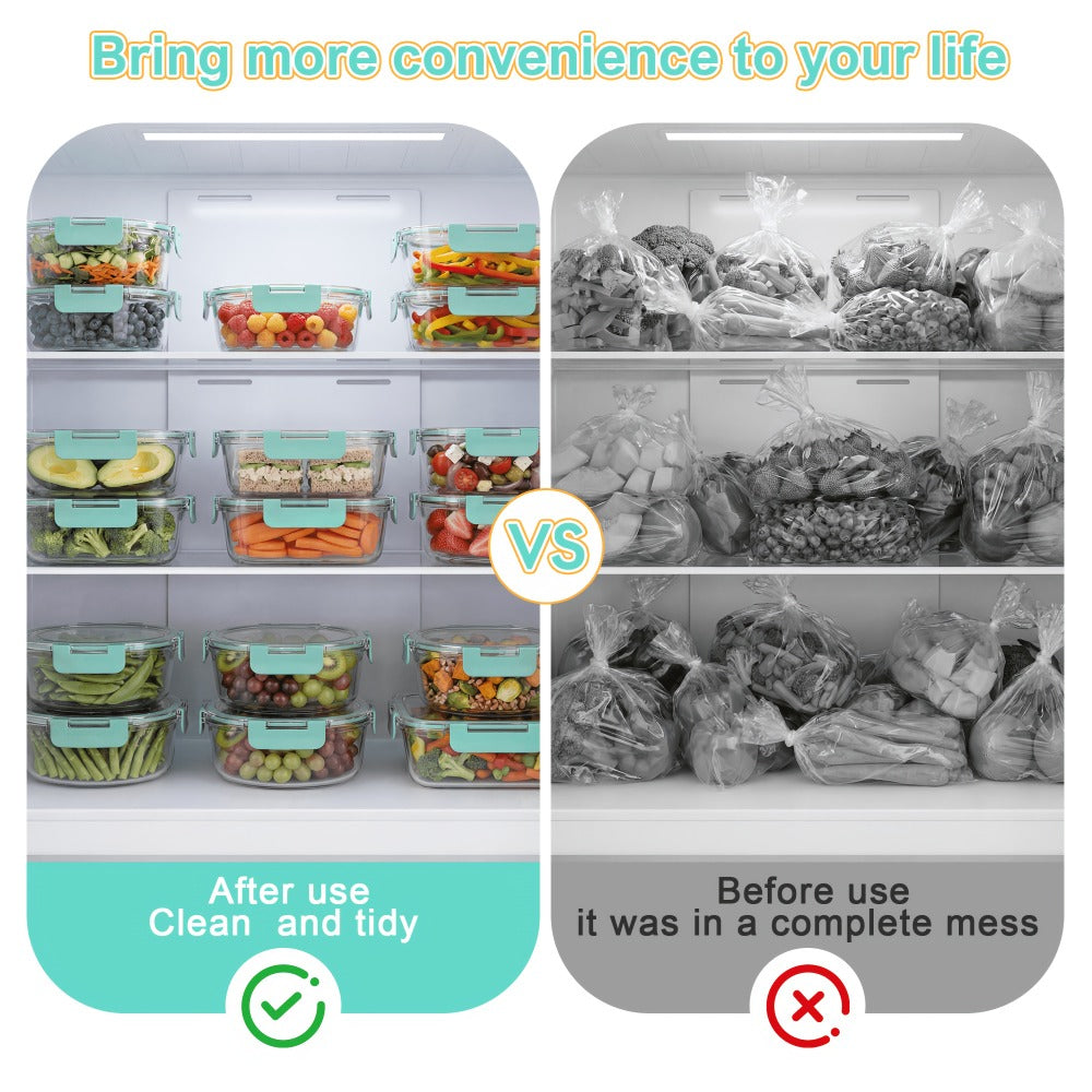 Borosilicate Glass Food Storage Containers Set ¨C 10/12/17pcs Airtight Meal Prep Bento Boxes with Locking Lids, BPA Free, Microwave & Dishwasher Safe, Leak Proof, Mixed Colors