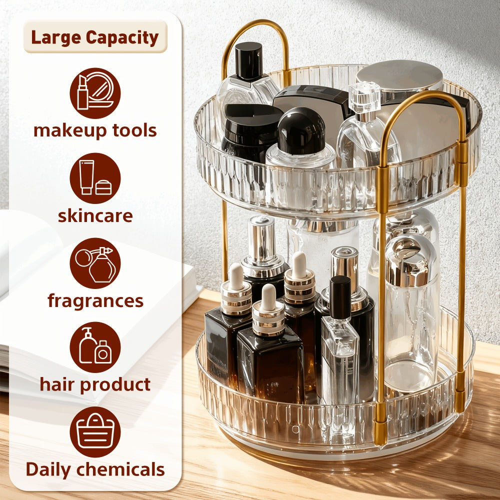 360 Rotating Makeup Organizer Skincare Storage Rack - Multi-Layer Detachable Cosmetic Organizer for Perfume, Lipstick, Skincare, Desktop Vanity Organizer for Bathroom & Bedroom