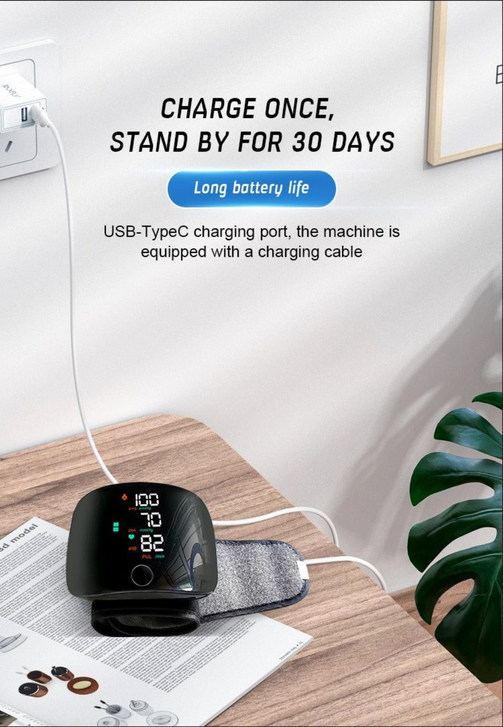 Wrist Blood Pressure Monitor with Large LCD Display ¨C Portable Digital BP Machine with Adjustable Cuff, Pulse Rate Detection & One-Button Operation for Home Use