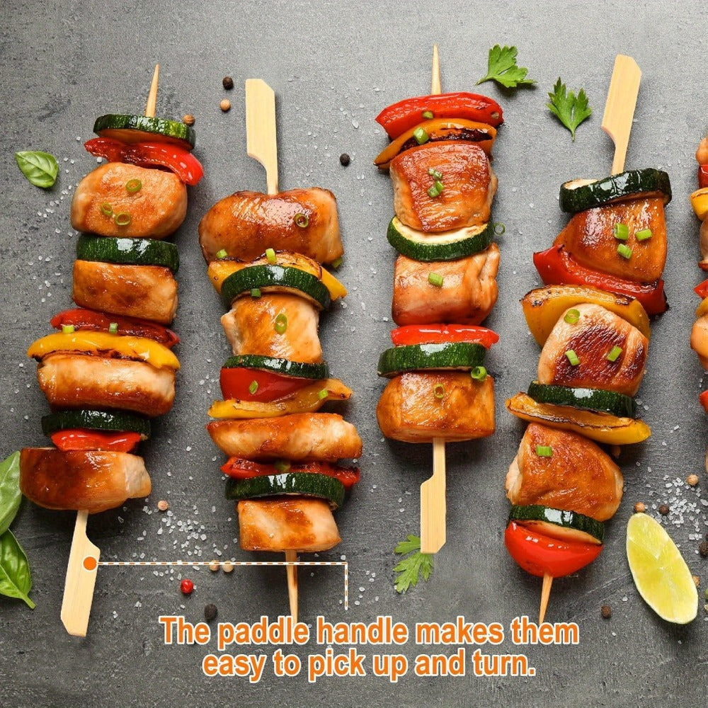 Bamboo Appetizer Skewers 400 Pack 6 Inch ¨C Decorative Rooster Tail Food Picks Flat Wooden Sticks for Party Drinks Fruit Charcuterie Board BBQ Cocktail Toothpicks Bulk