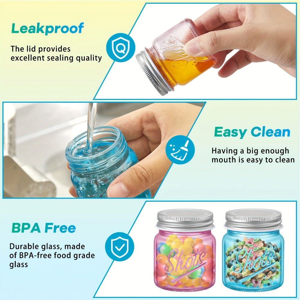 Mason Jar Shot Glasses 36 Pcs with Lids ¨C 2 Oz Dishwasher Safe Mini Shooter Glasses ¨C Perfect for Wedding Party Favors, Home Bar, Desserts, Halloween & Christmas Gift ¨C Fresh Color