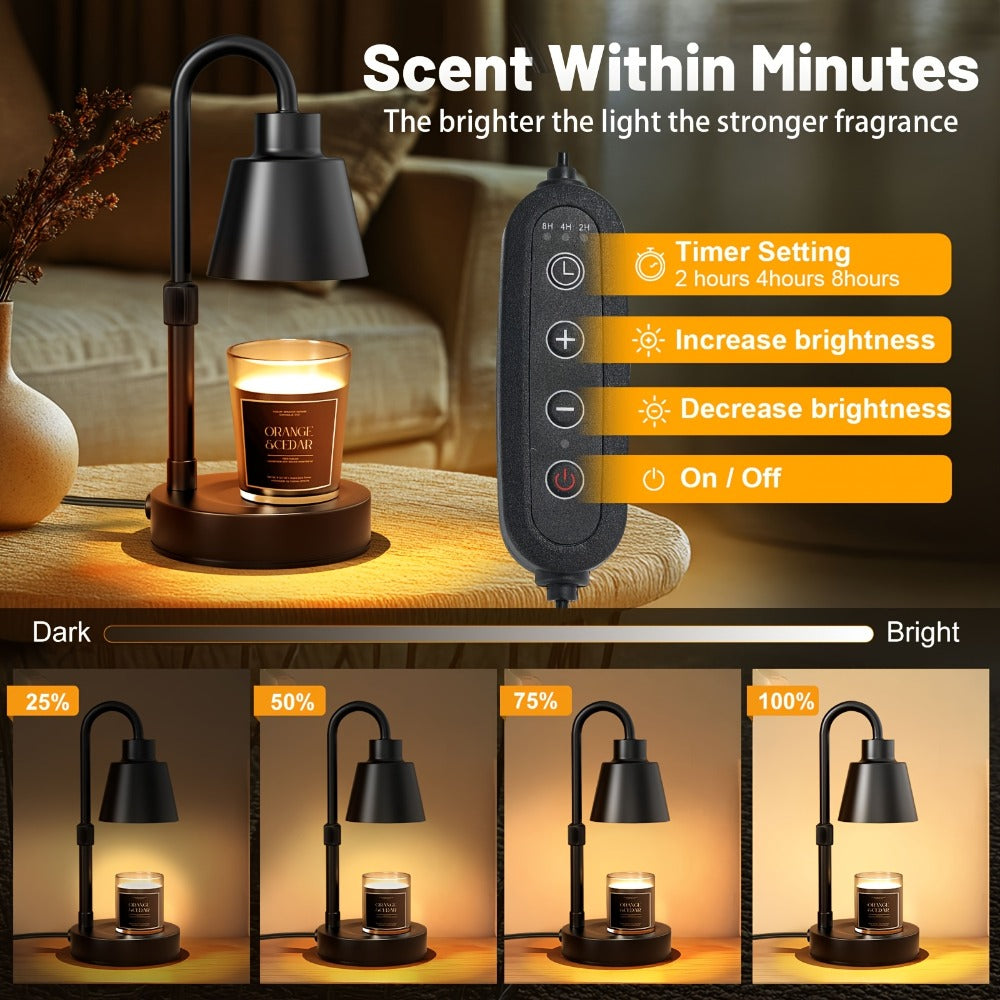 Candle Warmer Lamp 2 Pack with Timer & Dimmer ¨C Electric Wax Warmer for Jar Candles, Adjustable Height 10.4¨C14.4¡±, Black Metal, 2H/4H/8H Timer, 4-Level Dimming, Cozy Home Decor Gift