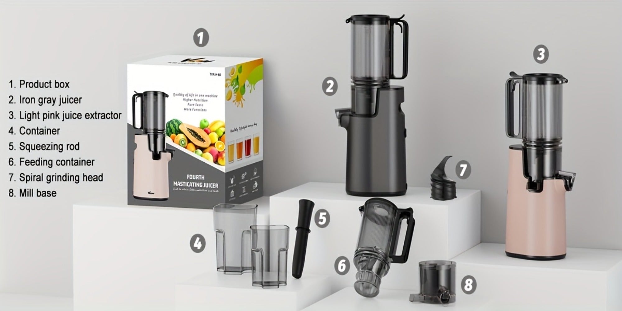 Cold Press Juicer Masticating ¨C 350W Slow Juicer with Wide Feed Chute, 50RPM Fine Grinding, High Juice Yield, Easy to Clean, Safe Bladeless Design for Whole Fruits & Vegetables, Black & Pink