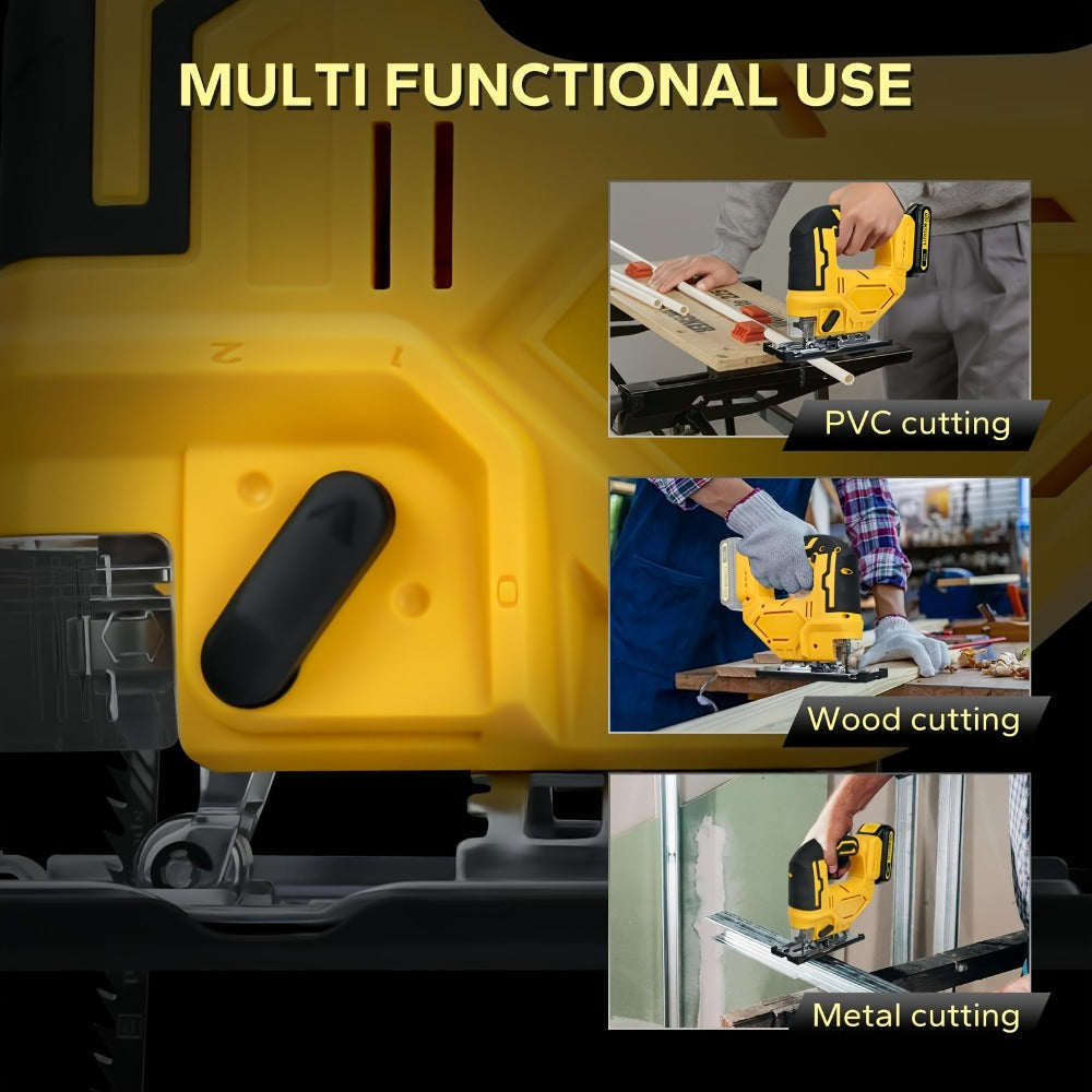 Cordless Jigsaw Compatible with DeWalt 20V Battery - Variable Speed 0-2700 RPM, 80mm Cutting Depth, LED Work Light, 0¡ã-45¡ã Bevel, 3 Orbital Settings for Wood Metal PVC Cutting