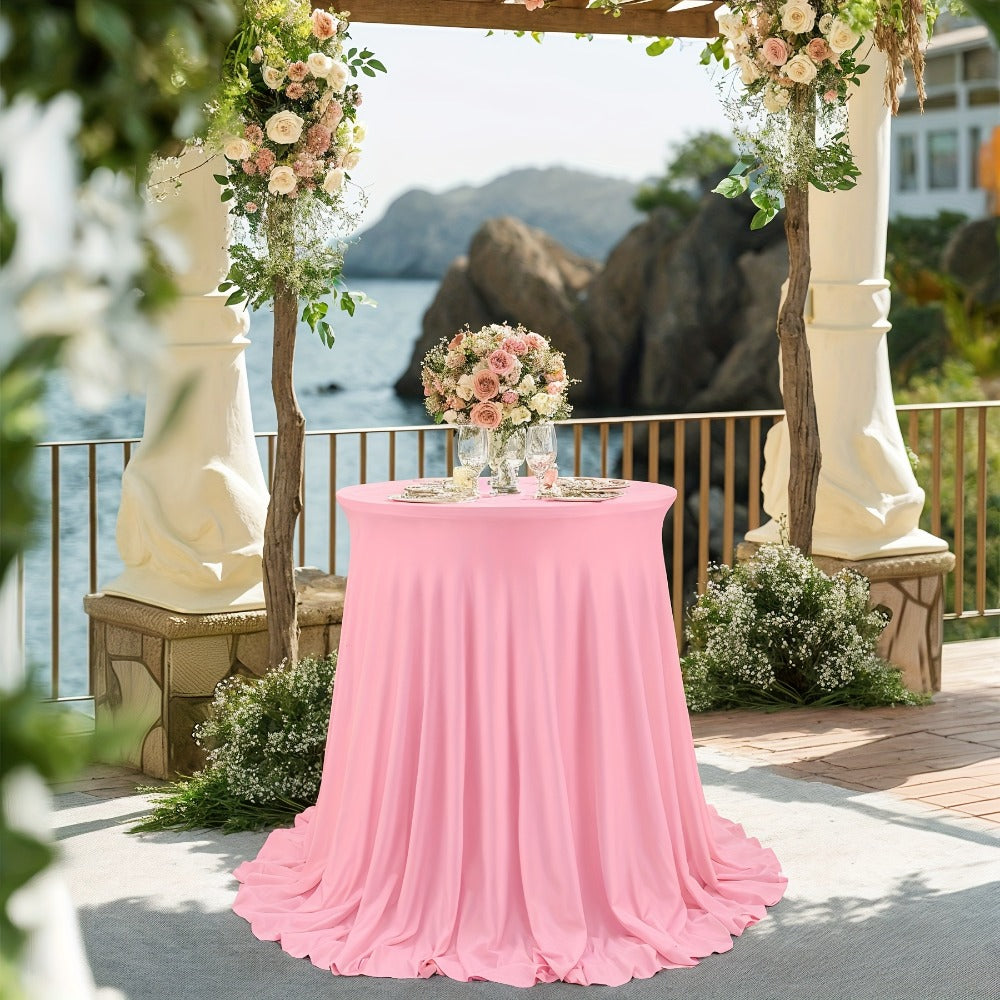 Spandex Cocktail Table Cover Round Stretch Tablecloth for Party Wedding Banquet ¨C Elastic High Top Table Cloth Fitted Cover for Events, Birthdays, Hotels, Outdoor Picnic, Exhibition