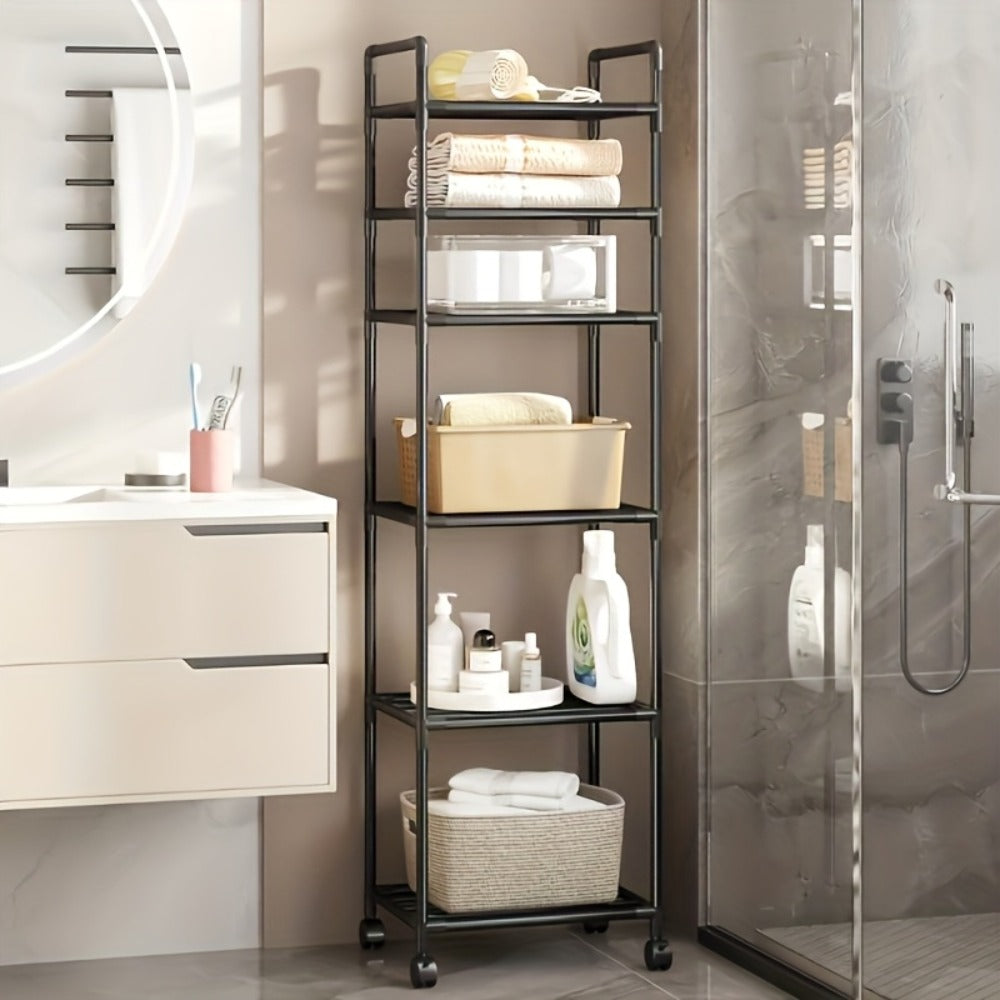 6-Tier Heavy Duty Storage Shelf Freestanding Metal Shelving Unit with Leveling Feet for Pantry Kitchen Garage Workshop - Space Saving Rack No Tools Required Easy Assembly Home Organization
