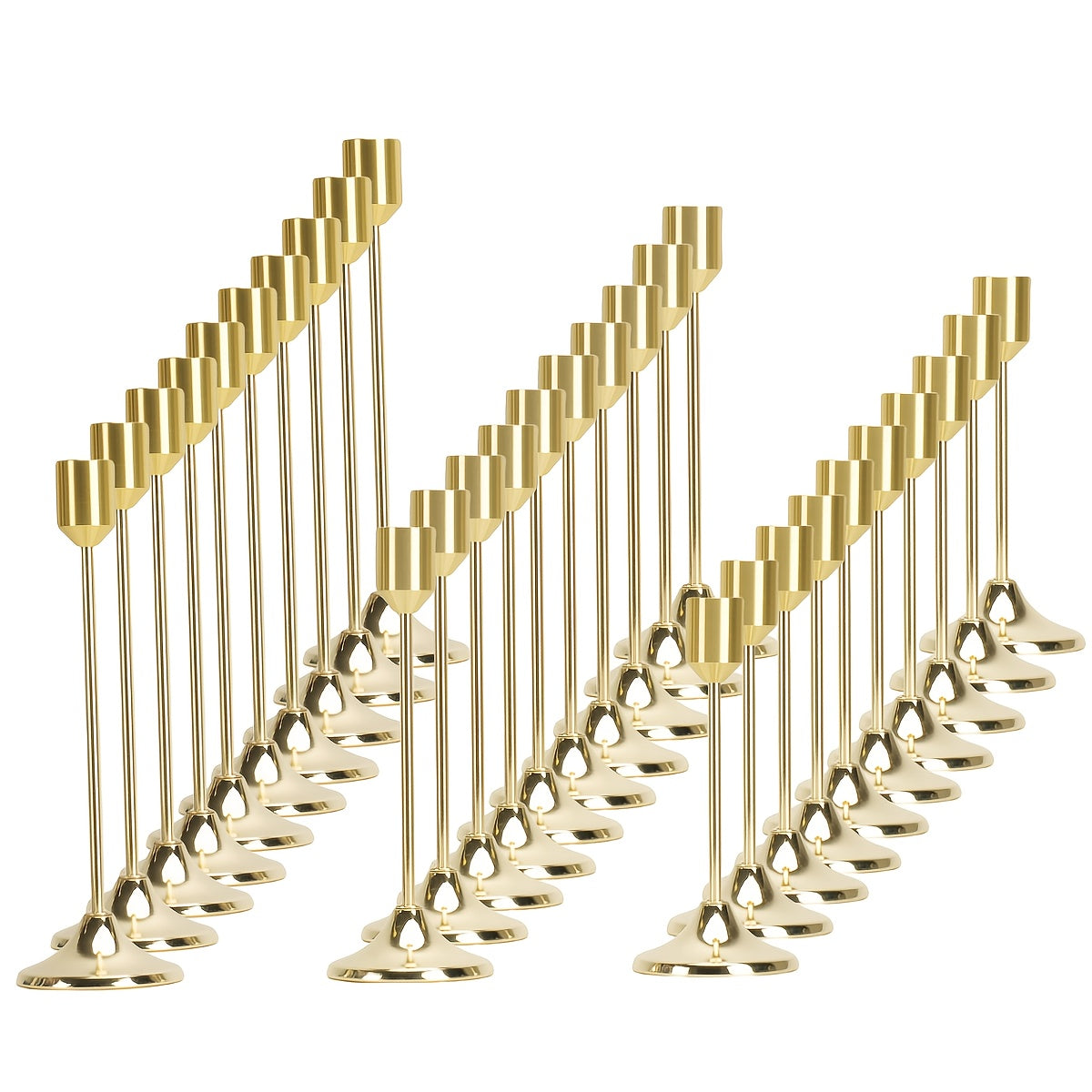 Metal Cone Candle Holders 30-Pack ¨C Elegant Taper Candle Holder Set for Christmas, Halloween, Weddings & Parties ¨C Polished Finish Tabletop Decor for Home, Hotel & Events