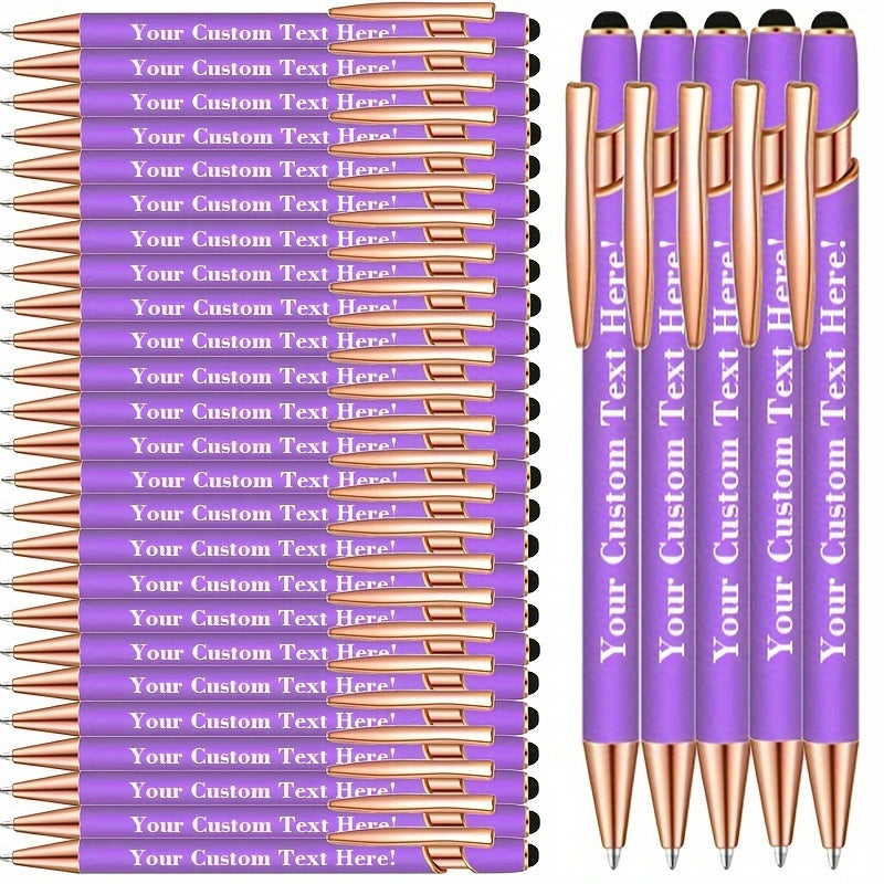 Custom Engraved Luxury Pens Bulk Set with Touch Tip & Soft Grip - Personalized with Logo, Name or Text, Elegant Gift Pens for Wedding, Birthday, Christmas, Office, Party Giveaways - 25/30/35/45/50 Pcs