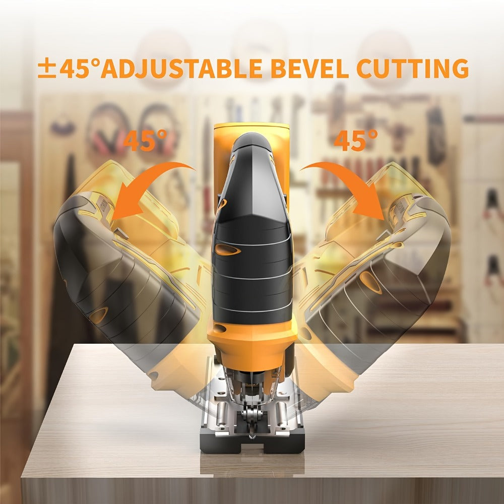 Cordless Jigsaw Compatible with Dewalt 20V Battery ¨C LED Work Light, 0¡ã-45¡ã Bevel, 3 Orbital Settings for Straight Curved & Circular Cuts
