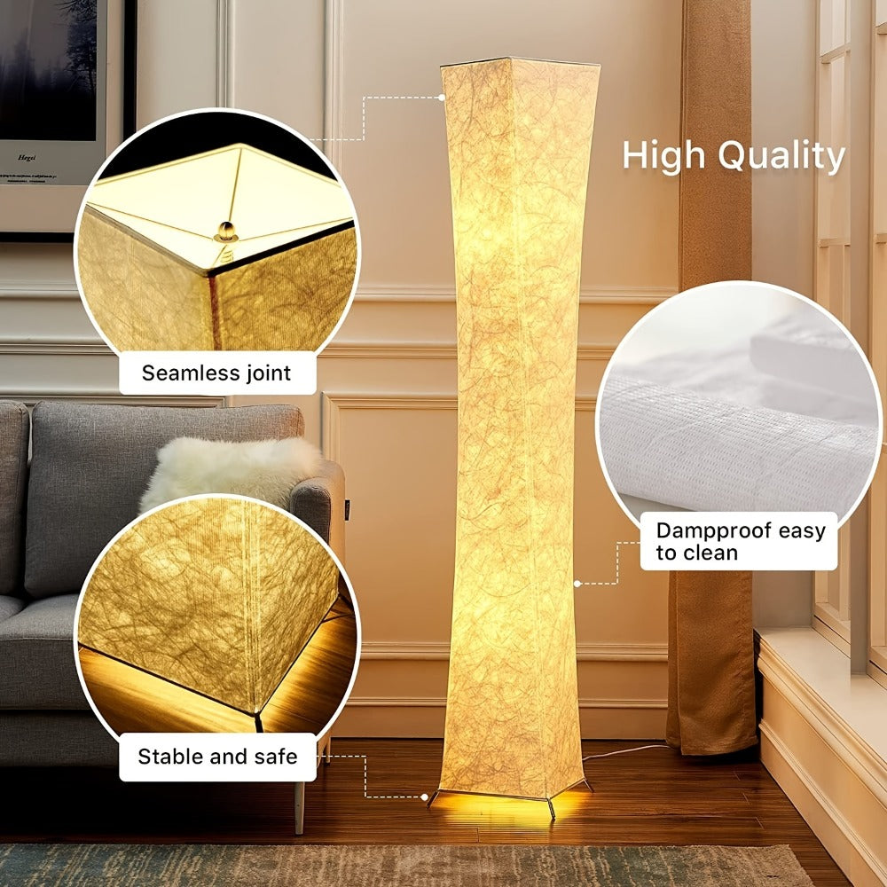 LED Floor Lamp 52 Inch Modern ¨C Adjustable 3000K Warm Light with Remote Control, USB Port, Matte Metal Finish & Tyvek Shade for Bedroom, Living Room & Game Room Space Decor