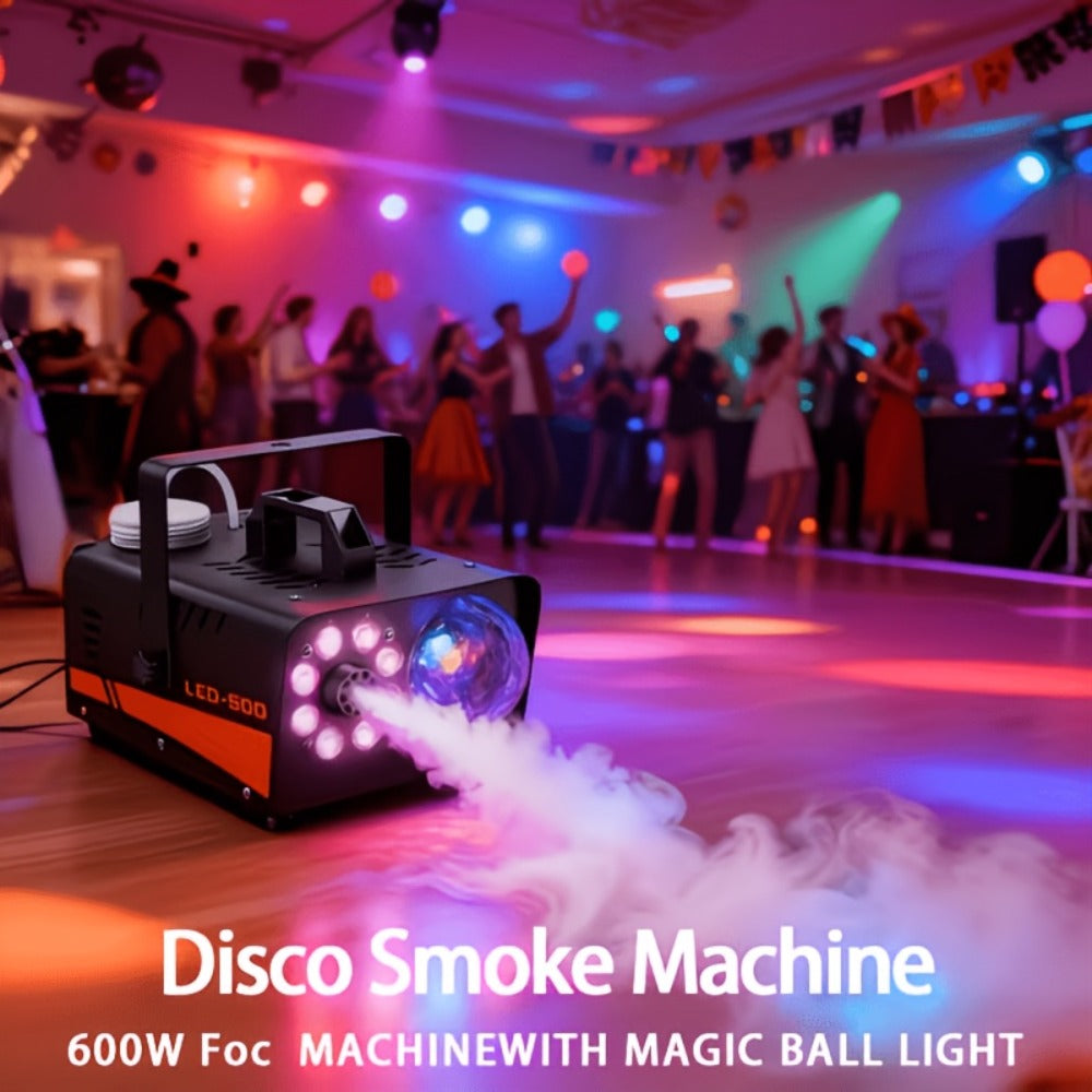 Fog Machine 600W with Disco Ball LED Lights | 3000 CFM Smoke Machine with 13 Colorful LED Effects & Wireless Remote | Party Fog Machine for Halloween, Wedding, DJ Stage, Indoor Events & Nightclub