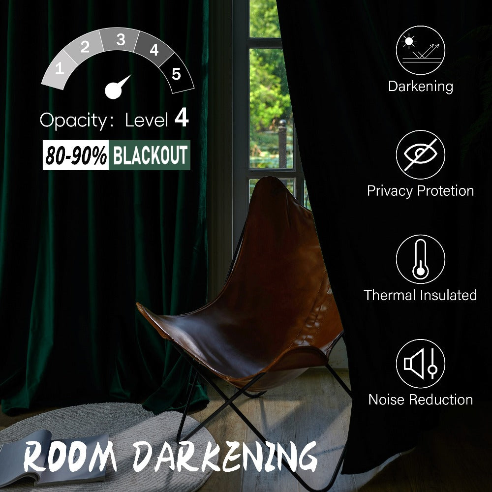 Blackout Curtains 4 Panels Velvet Thermal Insulated Noise Reducing Grommet Top Room Darkening Drapes for Living Room Bedroom Decor