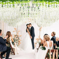 Artificial Wisteria Hanging Flowers 24 Pack - 3.6 Ft Fake Silk Wisteria Vine Garland for Wedding Arch, Garden, Wall & Party Decoration, Available in White, Pink, Blue, Purple & Light Pink