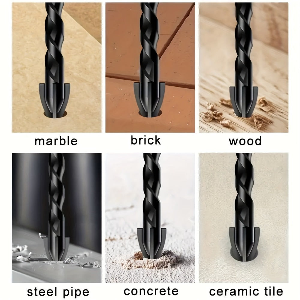 Masonry Drill Bits Set 10pcs ¨C Tungsten Carbide Tip Drill Bits for Tile, Brick, Glass, Ceramic, Concrete, Plastic & Wood | Multi-Material Heavy-Duty Drill Bit Kit for Home Improvement & DIY Projects