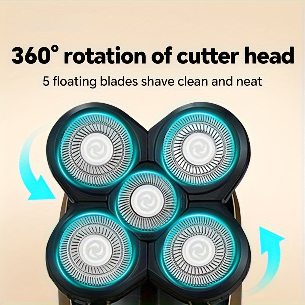 Bald Head Shaver for Men - Rechargeable Electric Razor for Bald Head & Beard Grooming, Multi-Functional Sensitive Skin Shaving Tool, Portable Professional Electric Shaver for Home & Travel Use