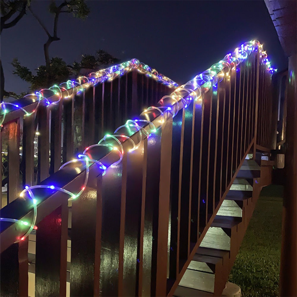 Solar Rope Lights Outdoor 33FT 100LED RGB ¨C 8 Modes IP65 Waterproof String Lights for Garden, Patio, Party & Holiday Decor