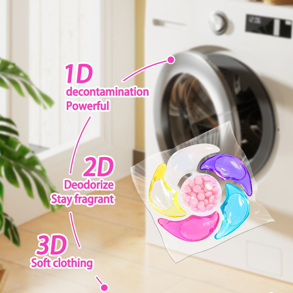 Laundry Detergent Pods 50 Count 6-in-1 Laundry Beads Stain Removal Long-Lasting Fragrance Freshening Beads Deep Clean Fabric Softening Brightening All-in-One Laundry Pods 1 Box