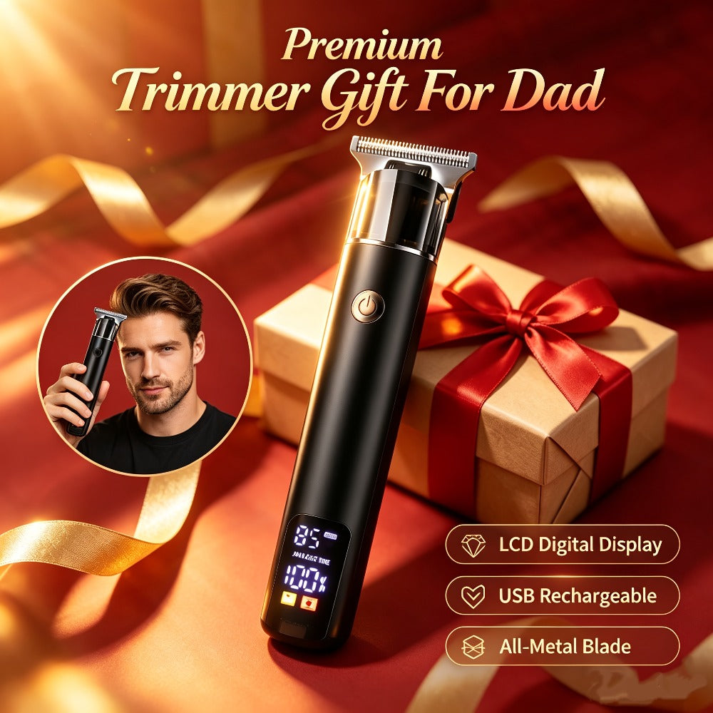 Men's Hair Clipper Professional Cordless ¨C Smart LCD Display, 6 Guide Combs, Electric Beard Trimmer, Type-C Fast Charge, Long Battery Life, Father's Day Grooming Gift