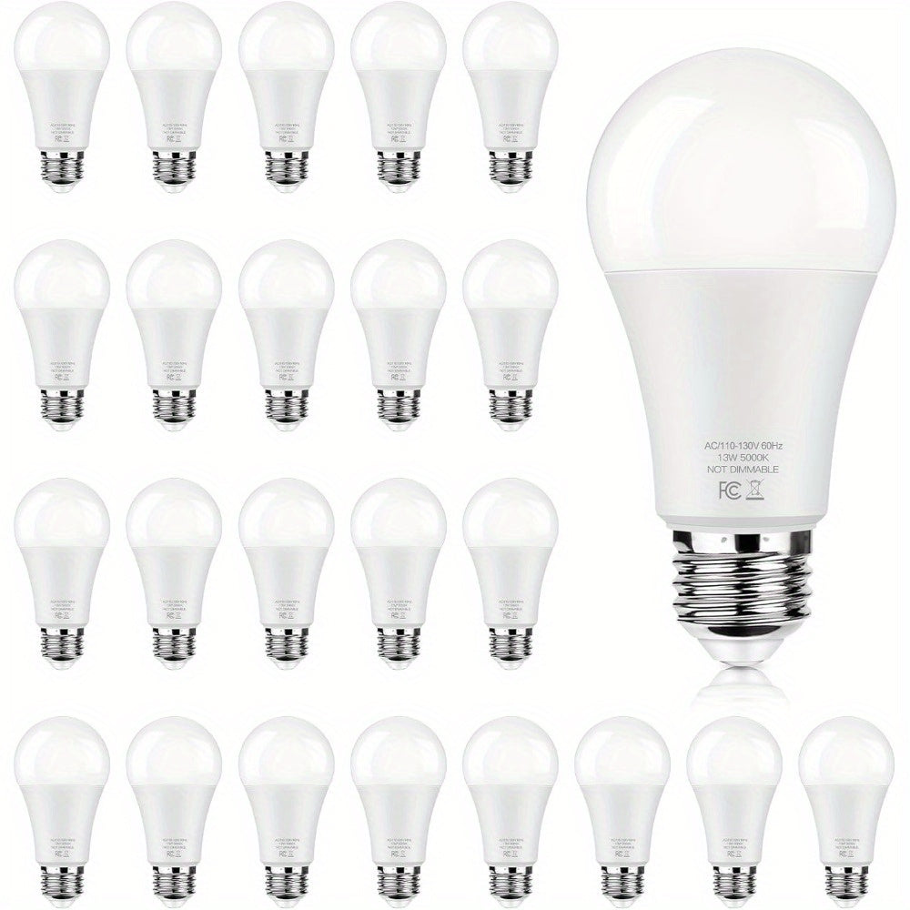 LED Light Bulbs 100W Equivalent A19 13W E26 Base 1500 Lumens Super Bright Non-Dimmable No Flicker Bulb for Home Bedroom Office Lamp 3000K Warm White 5000K Daylight 12 Pack 24 Pack