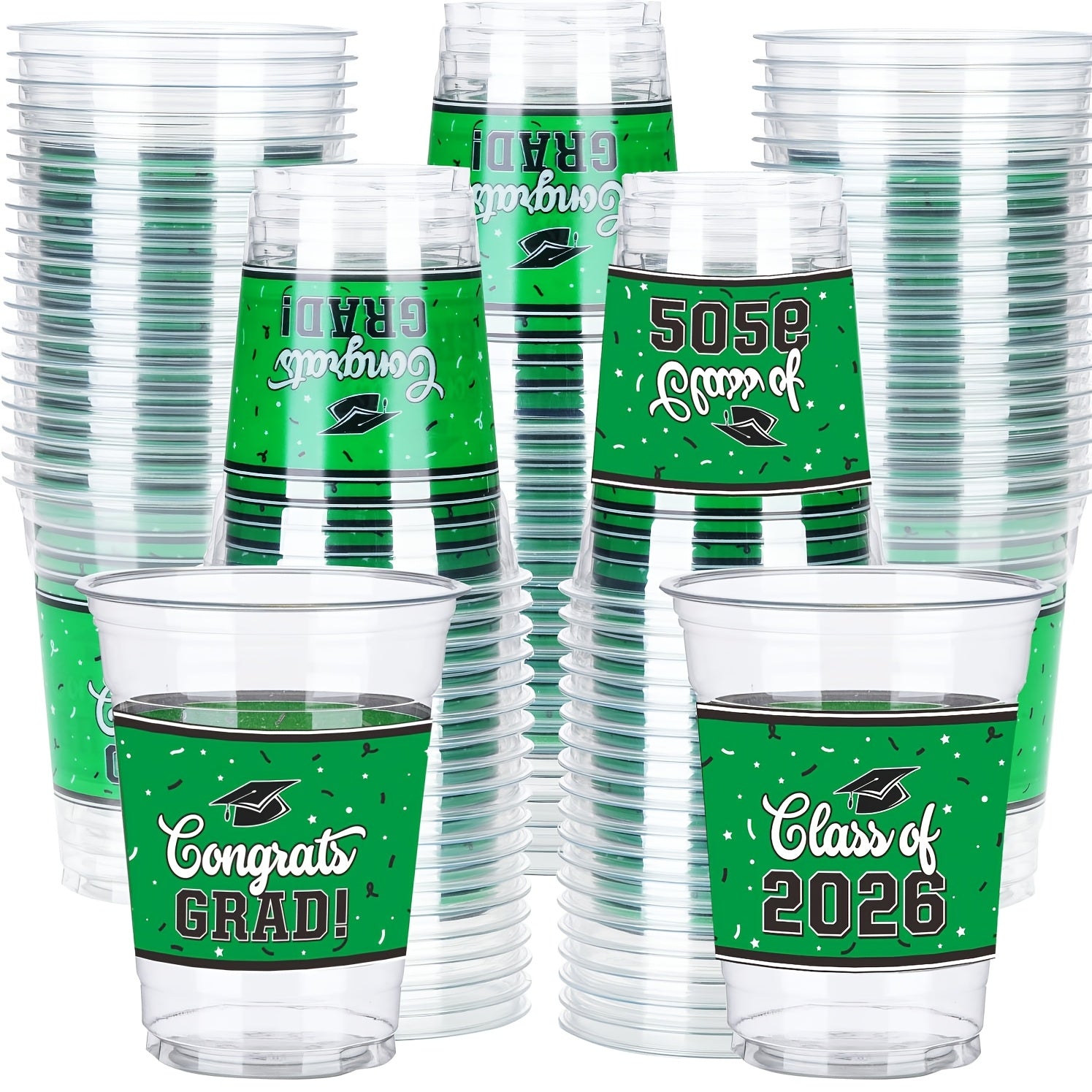 100Pcs Graduation Party Cups Class of 2026 Disposable Plastic Cups Congrats Grad Celebration Tableware Party Supplies