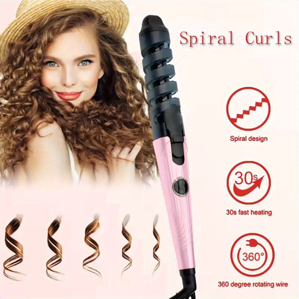 Automatic Spiral Curling Iron 360¡ã Electric Hair Curler - Auto Rotating Curl Wand, Lightweight & Portable, Easy to Use, Includes 2 Clips & 1 Comb, Gift for Women, Pink, Purple, Blue