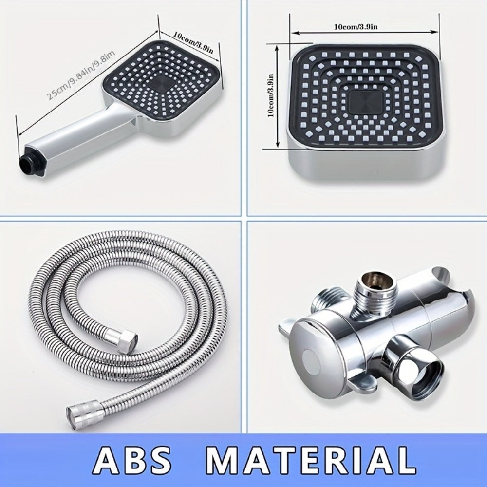 Handheld Shower Head Kit 4 Inch High Flow with Long Hose 3-Way Diverter Dual Purpose Shower Spray Assembly Wall Mount Bathroom Shower Fixtures Silver Black