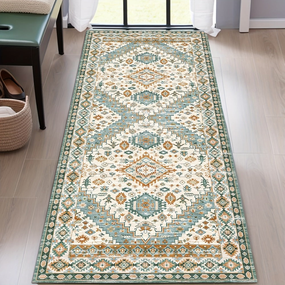 Area Rug Boho Vintage Washable Non-Slip Rug for Living Room Bedroom Traditional Woven Carpet Home Decor