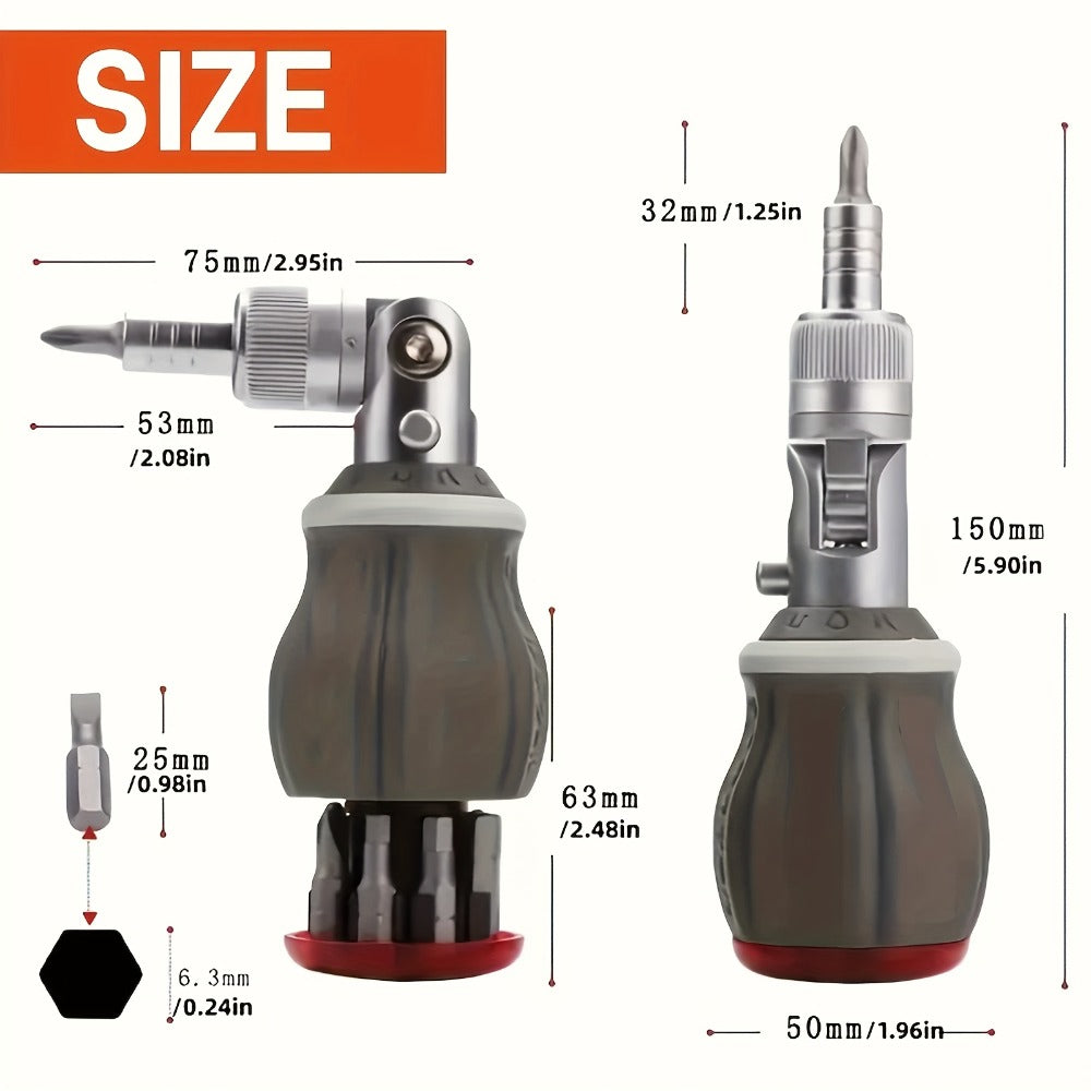8-in-1 Ratcheting Screwdriver Set Magnetic Tip Multi Bit Tool Kit for DIY Home Repair Projects