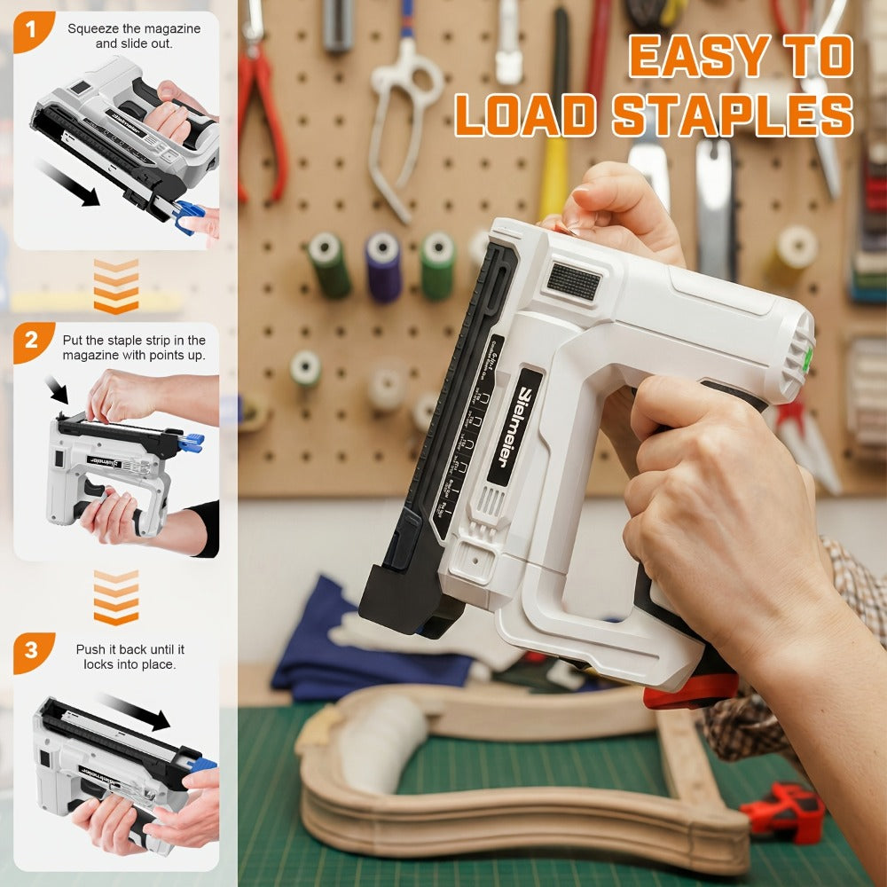 Cordless Stapler Brad Nailer 2-in-1 4V / 20V No Compressor ¨C Lightweight with Battery, Charger & 1600pcs Nails & Staples, for Carpentry, Home Improvement, Upholstery & DIY ¨C Multiple Colors & Upgrade Versions