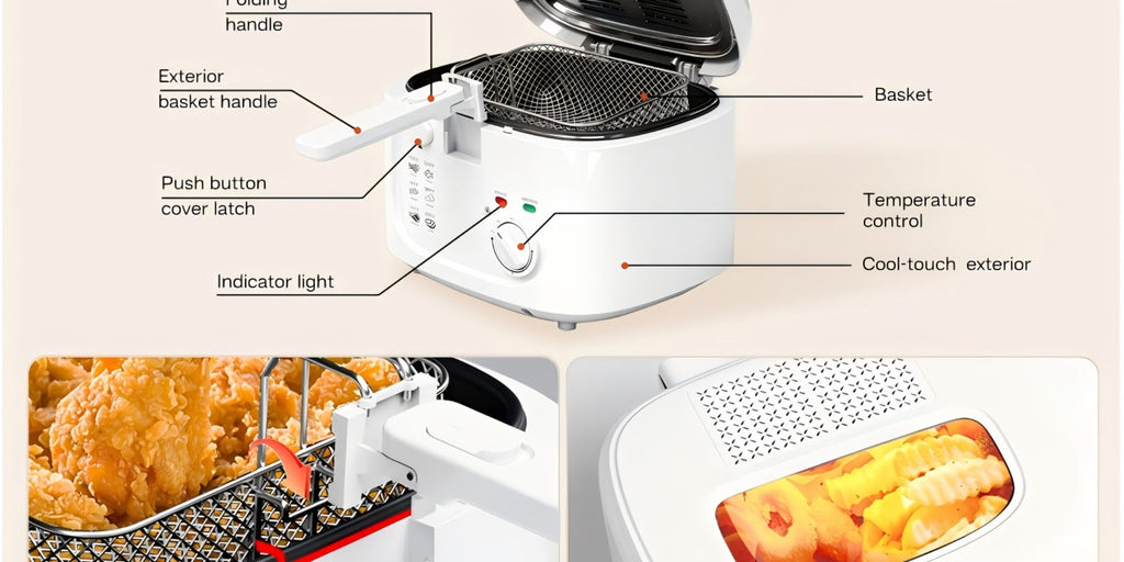 Electric Deep Fryer 1500W ¨C 84.54oz Large Capacity, Adjustable Temperature Control, Non-Stick Basket, Viewing Window, Removable Lid, One-Touch Switch, Easy to Clean, Black & White Options