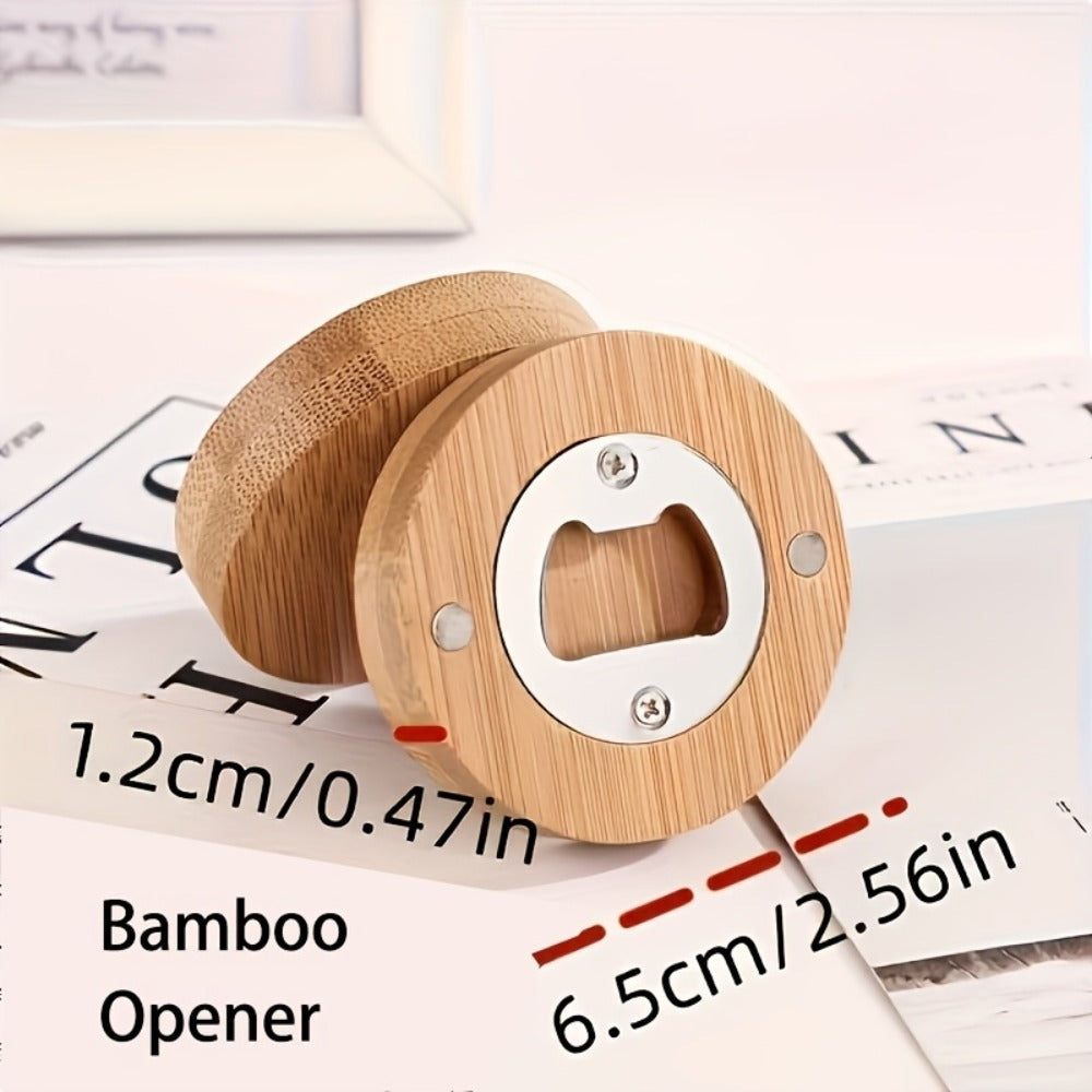 Bamboo Magnetic Bottle Opener Bulk 20 40 80 160 Pack - Round Fridge Magnet Blank Bottle Opener for Wedding Favors Party Gifts Kitchen Decor | Customizable DIY Guest Favors Bridal Shower