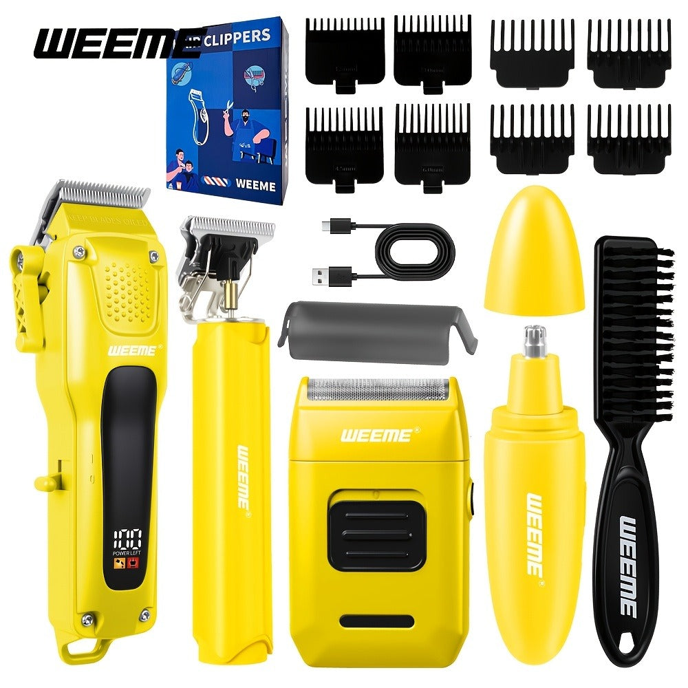 Hair Clippers for Men - 4-in-1 Cordless Trimmer Set, Rechargeable Electric Shaver with Beard Trimmer, Nose Hair Trimmer, Body Groomer & Hair Clipper Kit for Home Barber Use