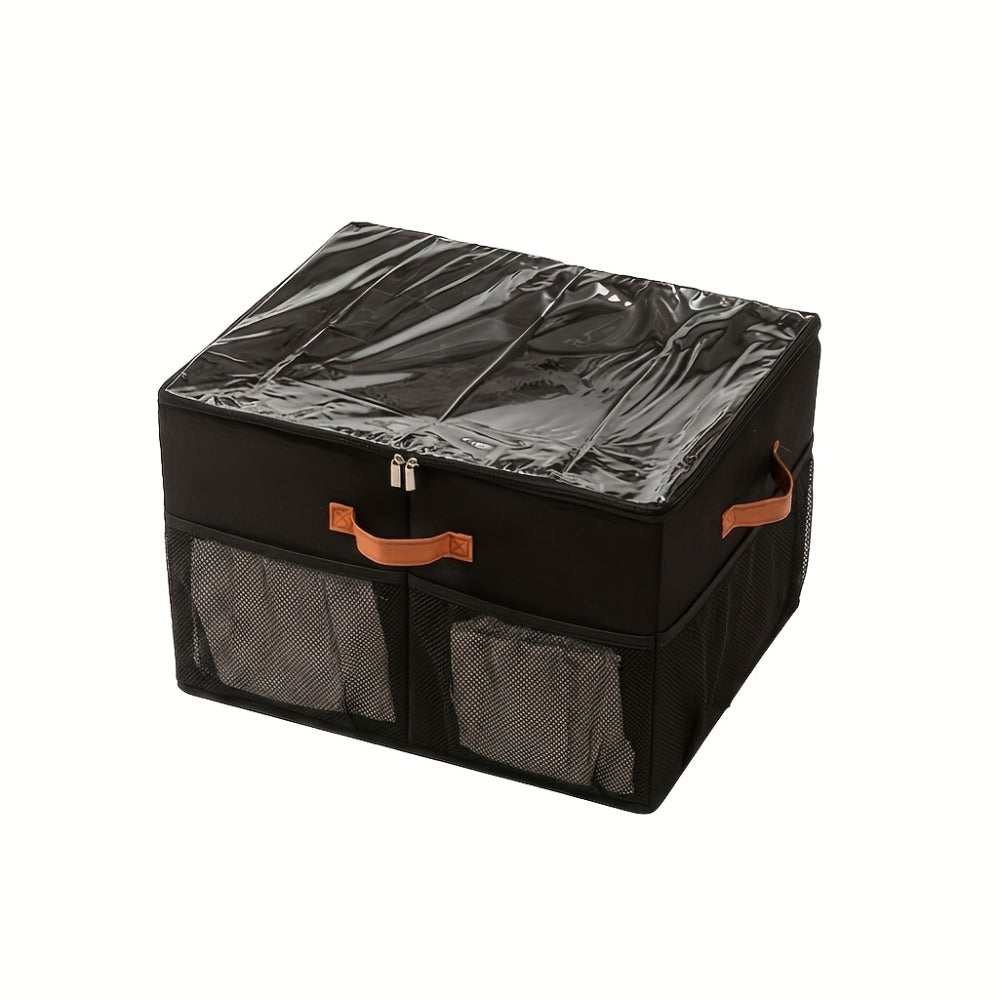 Shoe Storage Box 16-Pair, Clear Foldable Shoe Organizer with Flip-Top Lid & Reinforced Handles ¡ª Heavy-Duty Space-Saving Shoe Box for Closet, Bedroom & Entryway | Black & Grey | 1 or 2 Pack