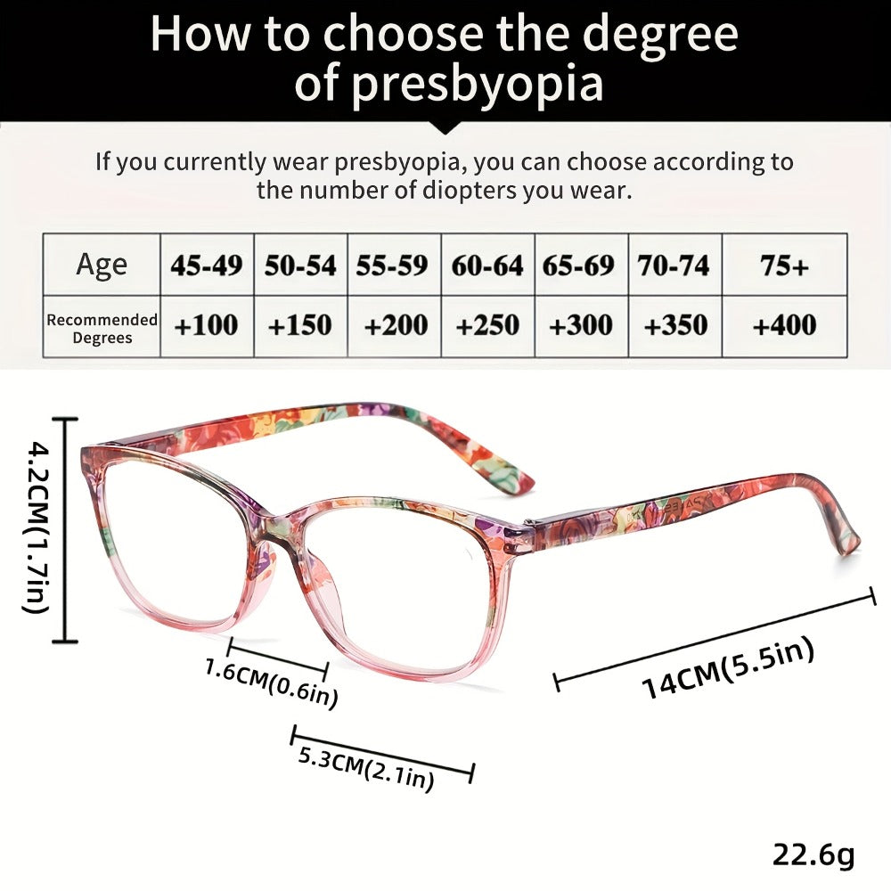 Reading Glasses 4-Pack for Women, Lightweight Oval Frame Anti-Glare Computer Readers with Metal Spring Hinge, Multiple Strengths & Colors, Comfortable Presbyopia Eyeglasses Gift Set for Elders