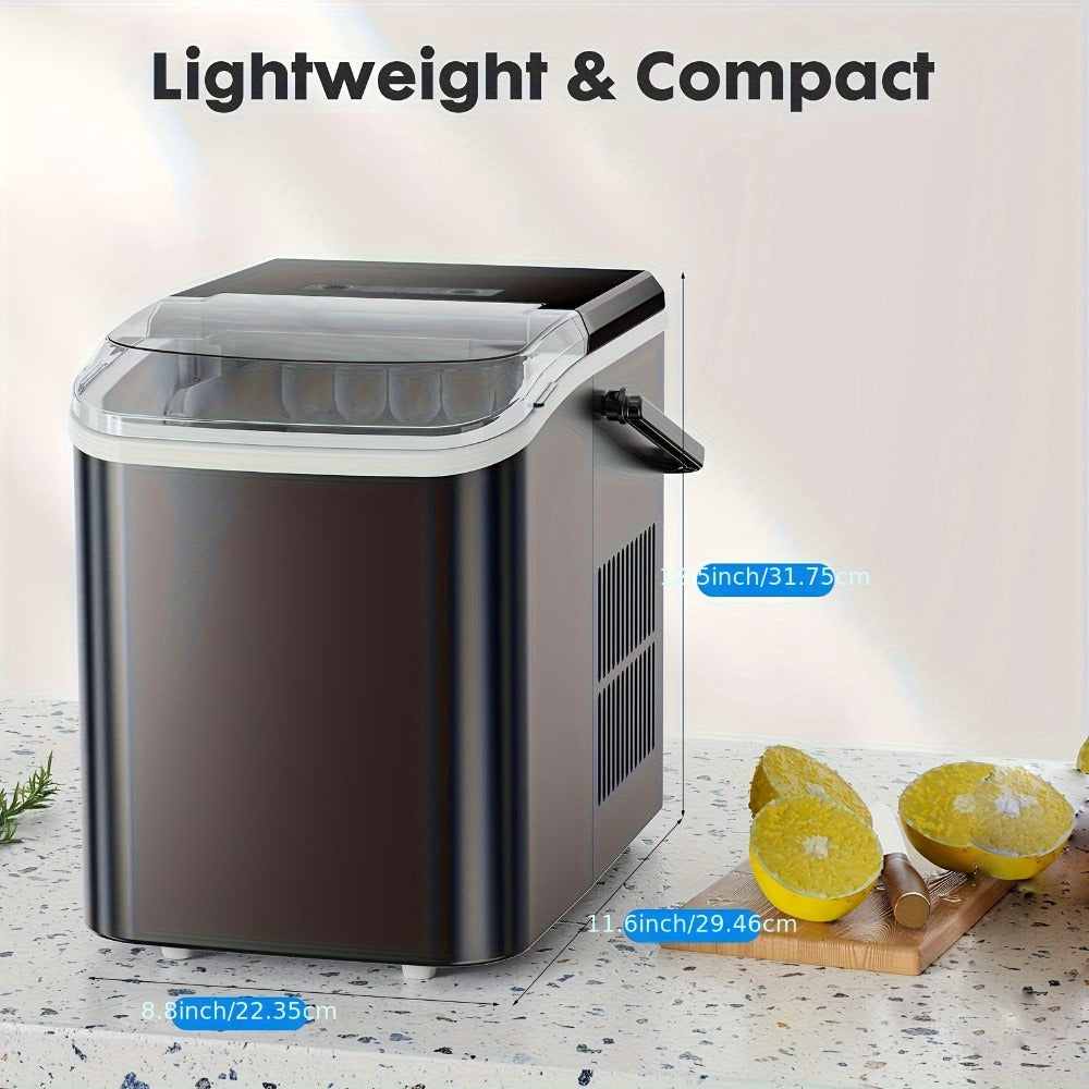 Countertop Ice Maker Machine Portable 9 Bullet Ice Cubes in 6 Minutes 26.5 Lbs Per 24 Hours 1.5L Water Tank Self-Cleaning with Handle Basket Scoop for Home Kitchen Office Bar Party Camping RV