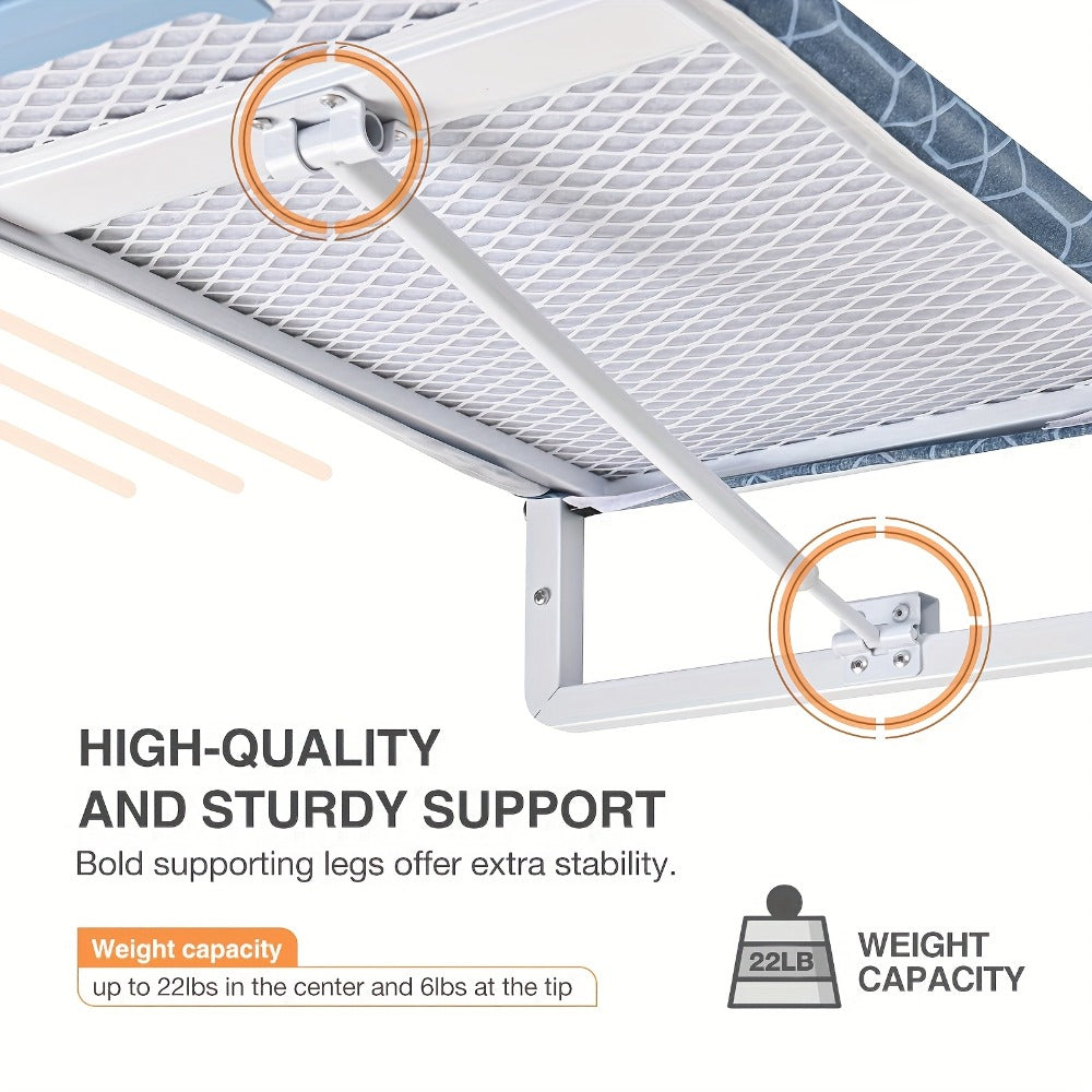 Wall Mount Ironing Board Foldable 36x12 Space Saving with Iron Holder Removable Heat Resistant Cover for Small Spaces Laundry Room Closet Apartment