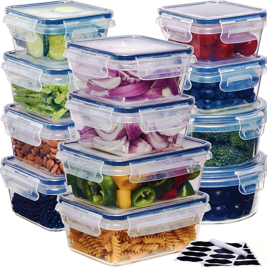 Food Storage Containers Set BPA-Free Airtight ¨C Meal Prep Containers with Easy-Snap Lids Labels & Marker 24 48pcs Pantry Kitchen Organizer