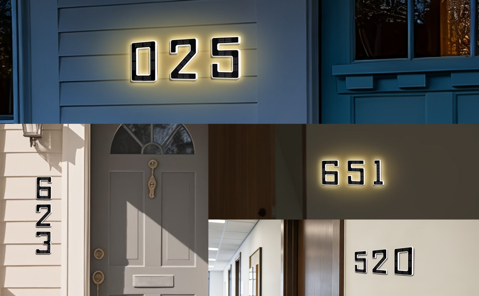 LED Solar House Number Light 6.7 Inch Wall Mounted ¨C Smart Sensor Illuminated Address Number for Home Decor, No Wiring Energy-Saving Solar Powered Outdoor Light