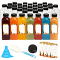 16oz Plastic Juice Bottles with Caps Reusable Clear Beverage Containers Bulk Set with Lids Funnel & Brush for Juice Smoothies Milk