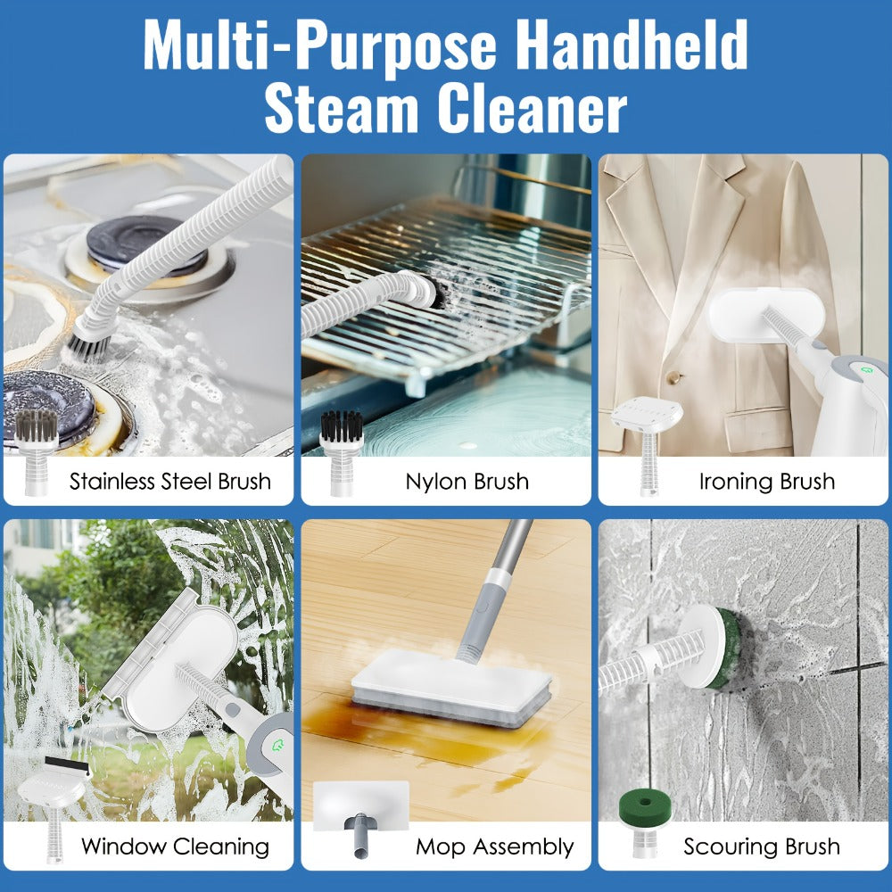 Steam Mop with Detachable Handheld Steam Cleaner 10-in-1 Multi-Purpose Attachments - 2 Pads, Carpet Cleaner for Home, Tiles, Grout, Windows, Kitchen & Bath, Powerful Floor & Sofa Steamer, 4 Colors