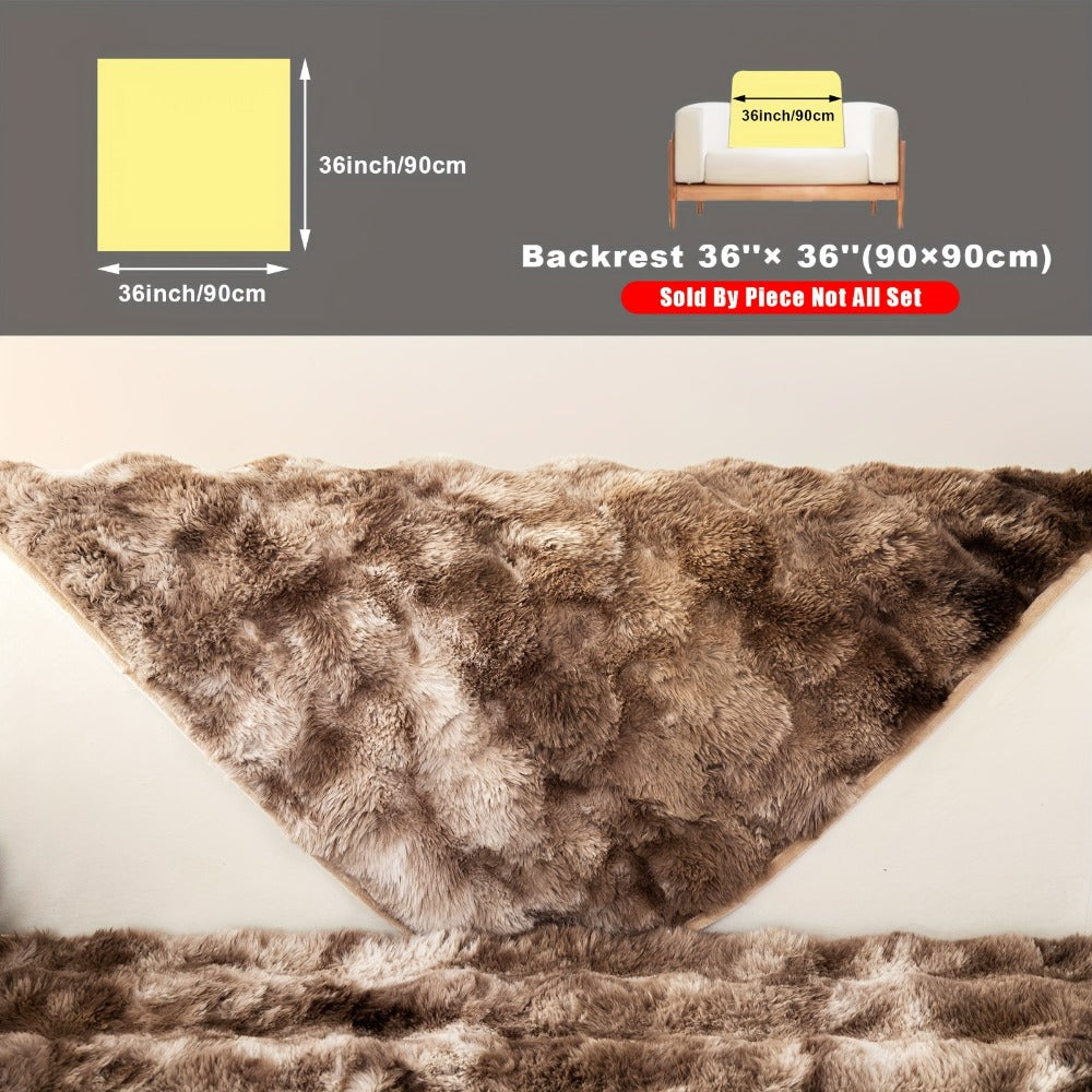Plush Sofa Cover Faux Lamb Thick Fluffy Couch Slipcover Pet Friendly Machine Washable Gradient Color Polyester Furniture Protector for Armchair Single Double Triple Sofa Living Room Home Decor