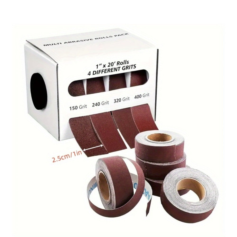 Sandpaper Roll with Dispenser, Aluminum Oxide Multi-Grit Emery Cloth 80-600, 4/5/6 Piece Set, 236 Inch for Wood Metal Glass Woodworking Sanding Blocks DIY